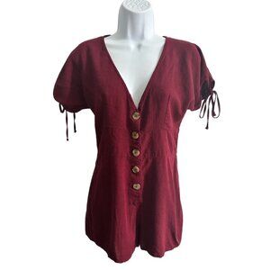 ✨3 for $18✨ L.A. Hearts Women’s Maroon Button Down Romper